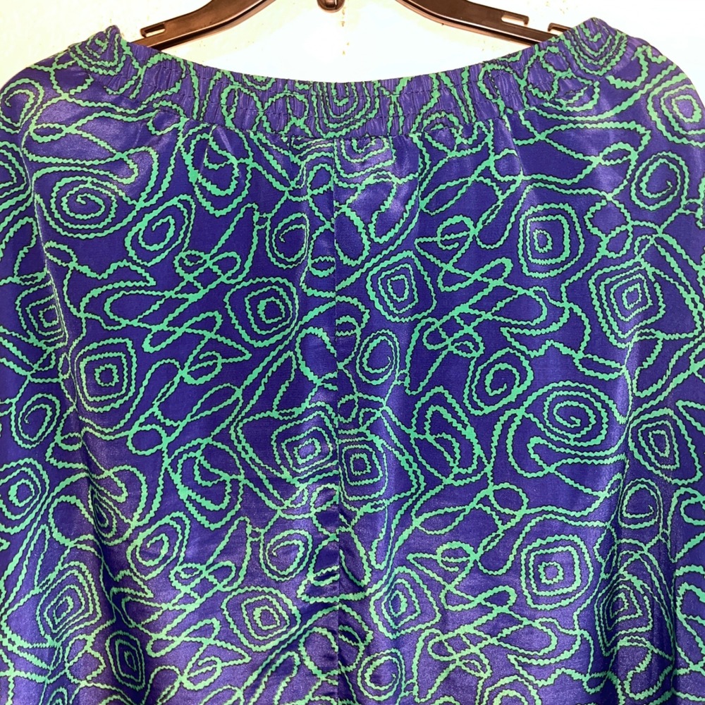 Doncaster‎ Vintage Blue Green Swirl Print Button Front Midi Skirt Womens Size 12 - Picture 10 of 10